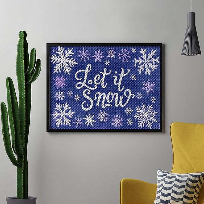 AIVKIEJK Diamond Painting Kits for Adults - Festive Snowflake Christmas Let It Snow Painting DIY 5D Full Drill Diamond Dots Paintings with Diamonds Gem Art and Crafts Home Decor 12"x16"