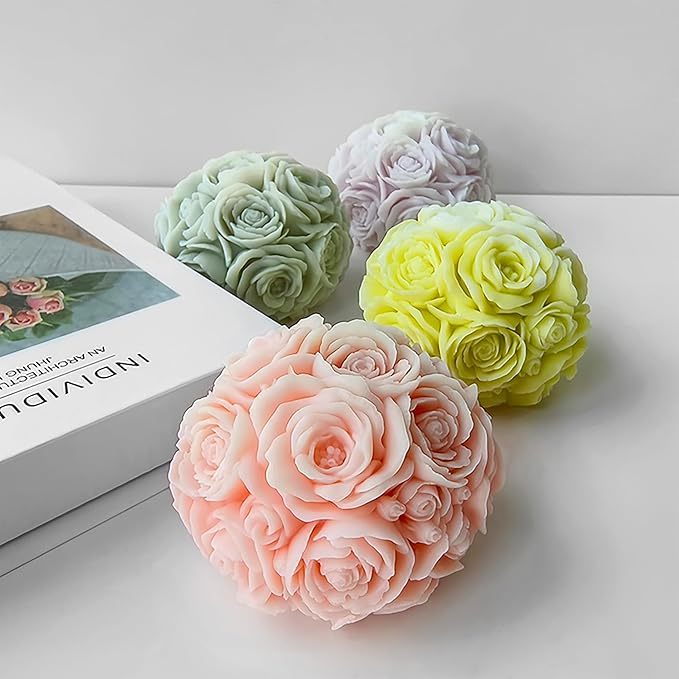 Rose Ball Round Candle Mold - Silicone 3D Molds for Candy & Home Decor - Resin Casting & Making Molds