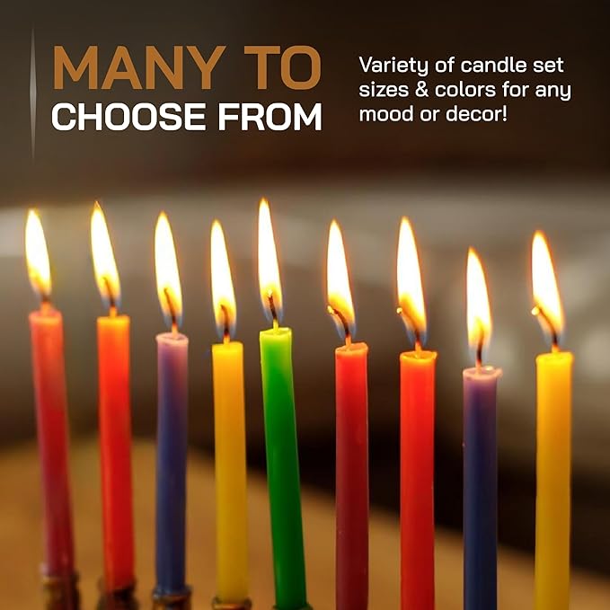 Danilovo Thin Taper Beeswax Candles - Honey-Scented, Decorative Candles Ideal for Birthday Decoration or Church Prayers - Brown Drip Free, Tall & Smokeless Pack of 50 pcs, 7.3 x 0.24 inch