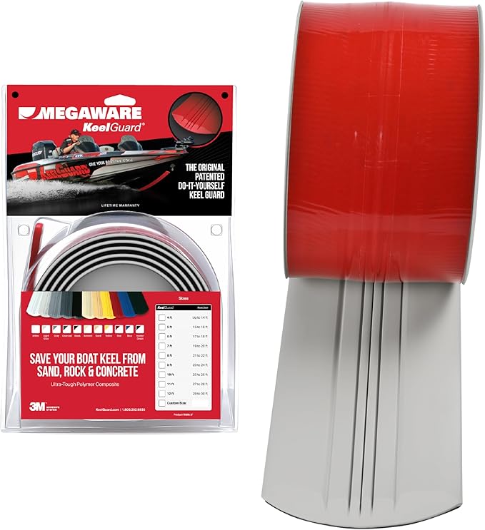MEGAWARE KEELGUARD USA-Made, Original DIY Keel Guard, 5-Inch Wide, 4-12ft Sizes, 11 Colors, Complete Install Kit with Primer, Hull Protector, for Fiberglass and Some Aluminum Boats, Marine-Grade