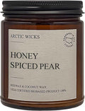 Arctic Wicks Scented Coconut Beeswax Candles | Coconut Beeswax Non Toxic Candle 9oz Amber | Farmhouse Candles Non-Toxic Clean Burn 100% USDA Certified Biobased (Honey Spiced Pear)