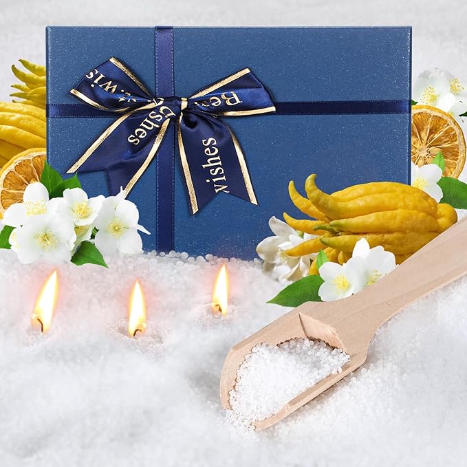MTLEE Pearled Candle 1.1 lb Bergamot Jasmine Scented Sand Candle Wax Kit with Gift Box 25 Wicks Refillable Jar White Beaded Wax Mother's Day Gift Set for Friends Mother Lover Women Family