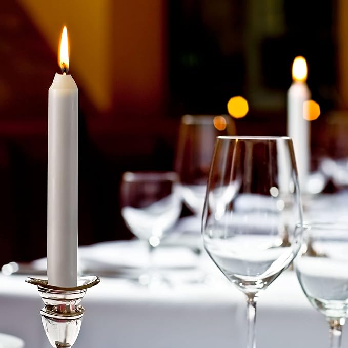 Straight Beige Candlesticks - Pack of 8 6" Beige Candles - 5 Hour Long Burning Candles for Emergency, Chime, Wedding, and Home Decoration
