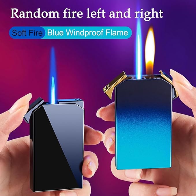Lighter with Two Flames, Switchable Torch Lighter and Soft Flame Lighter,Creative Boyfriend Gift Personality(Black) Do not Carry butane-1pc