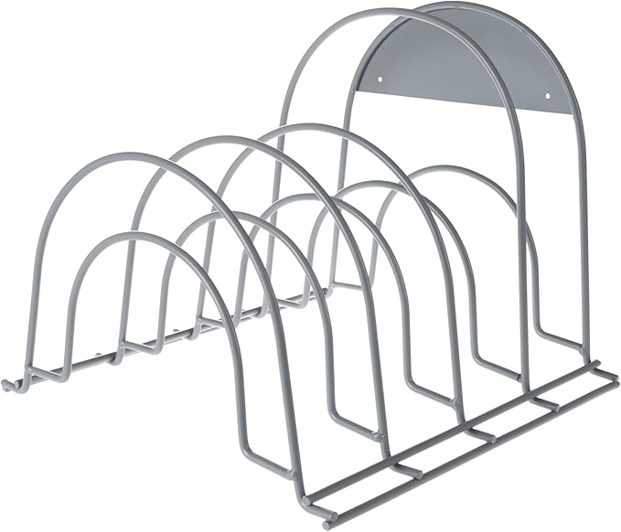 Kitchen Cabinet Pot, Pan and Lid Organizer and Holder- Iron Storage Pantry Rack Shelf for Pots and Pans, Houseware, Bakeware and More by Lavish Home