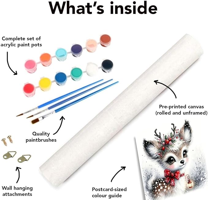 NEGEKFKX 2 Pack Christmas Paint by Numbers Kit for Adults Beginner with Framed,Deer Easy Adult Paint by Number Kits on Canvas DIY Painting for Beginners Art by Numbers for Home Wall Decor 10x10 Inch