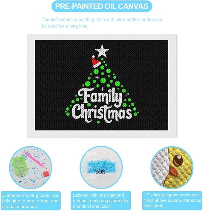 AIVKIEJK Diamond Painting Kits for Adults - Cute Family Christmas Painting DIY 5D Full Drill Diamond Dots Paintings with Diamonds Gem Art and Crafts Home Decor 8"x12"