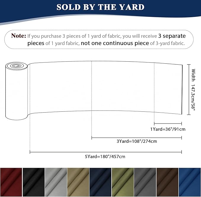 Foreate Waterproof Canvas Fabric by The Yard 600D Fade & UV Resistant Indoor Outdoor Oxford Fabric 58” W Upholstery Polyester Material for Patio Chairs Tent Camping DIY, 1 Yard Blue