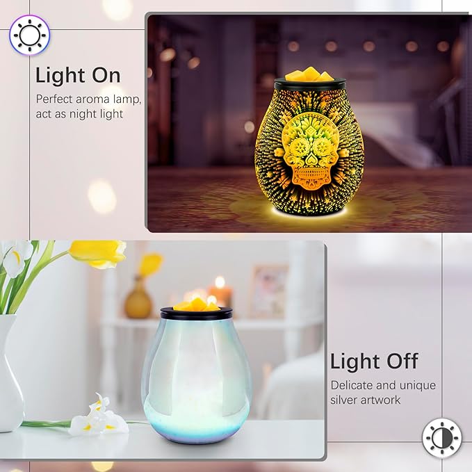 EQUSUPRO Wax Melt Warmer Wax Melter Wax Burner for Scented Wax Melts Electric Fragrance Warmer for Wax Cubes & Tarts, Vivid 3D Design 7 Colors LED Light Gift & Decor for Home Office (3D Skeleton)