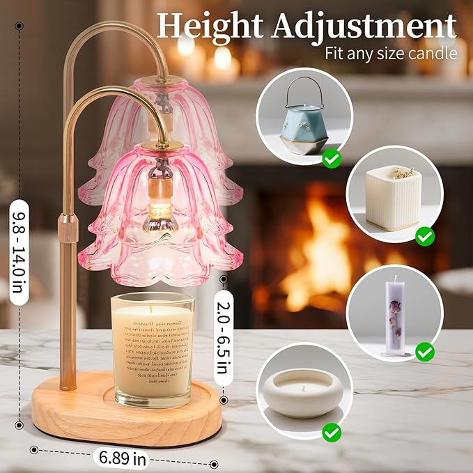 Lanhado Flower Candle Warmer Lamp with Timer - Dimmable Electric Candle Warming Lamps, Adjustable Wax Melter Wamers Light for Jar Candles, Birthday Gifts for Women, Christmas New Home Decor