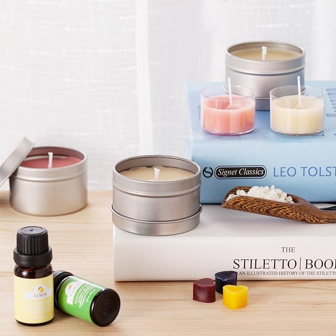 All Inclusive Candle Making Kit with Wax Melter Beeswax Scents Tins Labels Wicks Dyes for All Level Diyers
