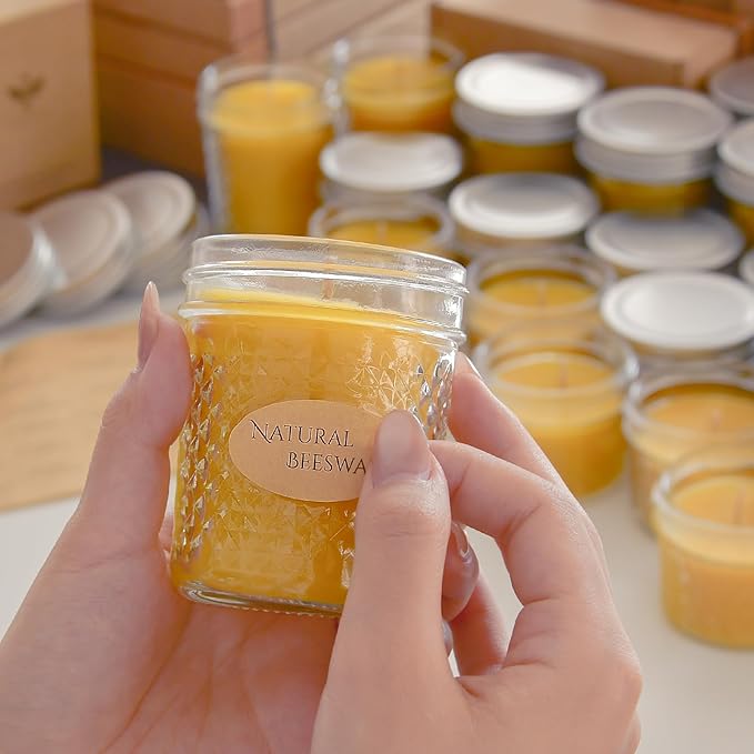 DEYBBY 5oz Beeswax Jar Candle - Natural Beeswax Gift,30 Hrs Burn - Handpour Candle for Dinner Home Spa Decor