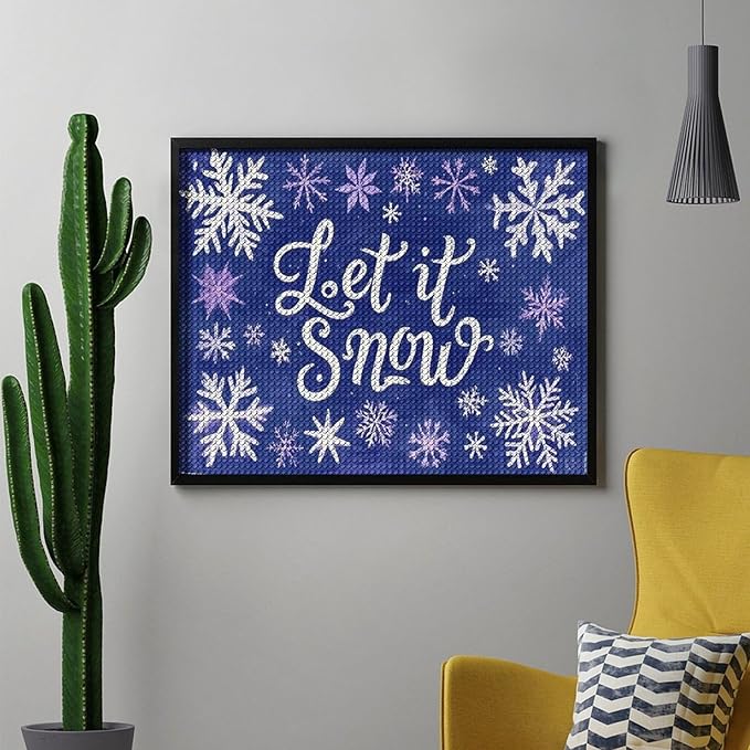 AIVKIEJK Diamond Painting Kits for Adults - Festive Snowflake Christmas Let It Snow Painting DIY 5D Full Drill Diamond Dots Paintings with Diamonds Gem Art and Crafts Home Decor 16"x20"