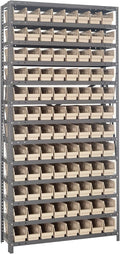 Quantum Storage Systems 1275-101IV Solid Heavy Duty 13 Shelves 96 Economy Ivory Bins 75" H x 36" W x 12" D