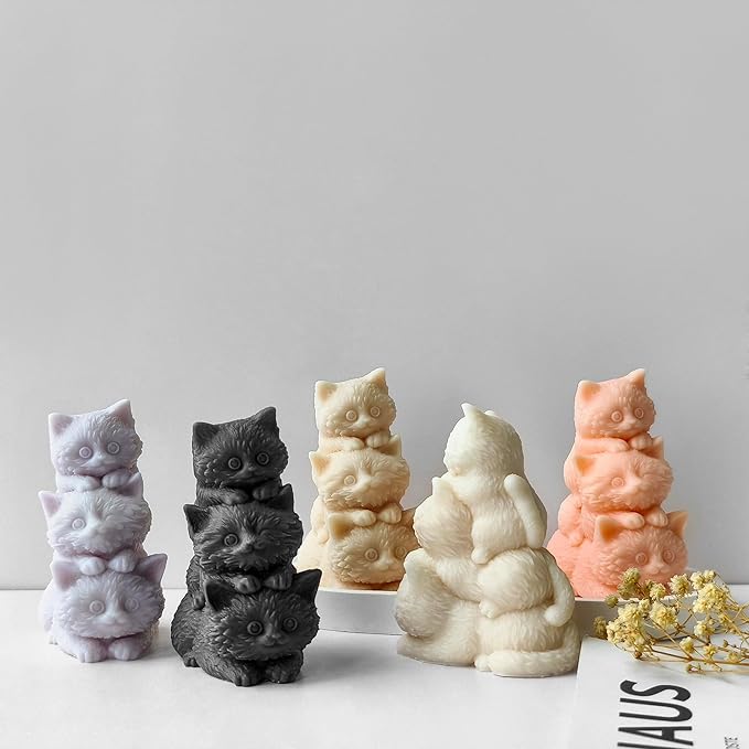 Animal Molds Cat Mold Cat Silicone Wave Spiral Candle Mold - Silicone Resin Casting Molds for Candle & Resin & Soap Craft Supplies