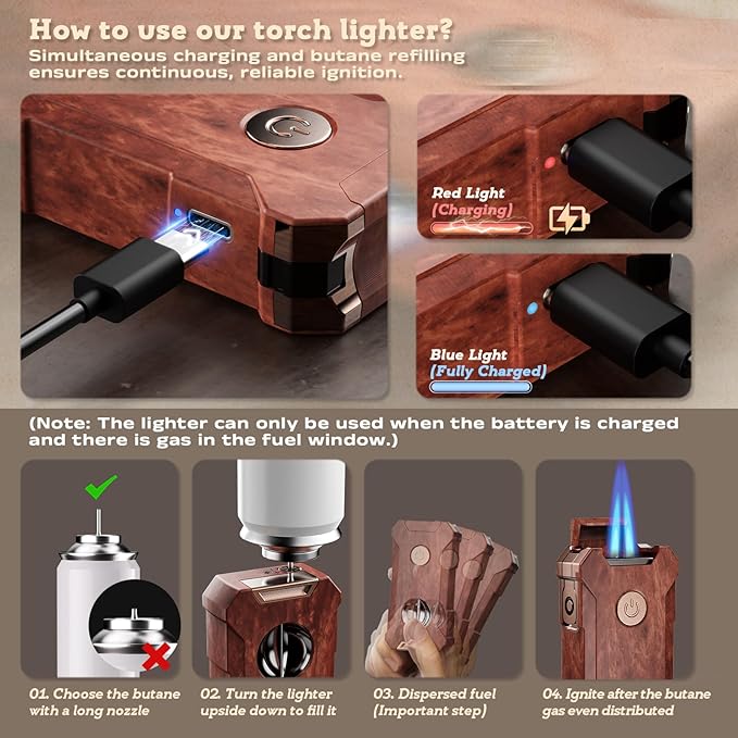 5-in-1 Torch Lighter with Tool, Holder, Punch, Draw Enhancer Tool, Double Jet Flame, Windproof Rechargeable Lighters, Versatile Gifts for Men, Refillable Butane Lighter for Candles, Travel