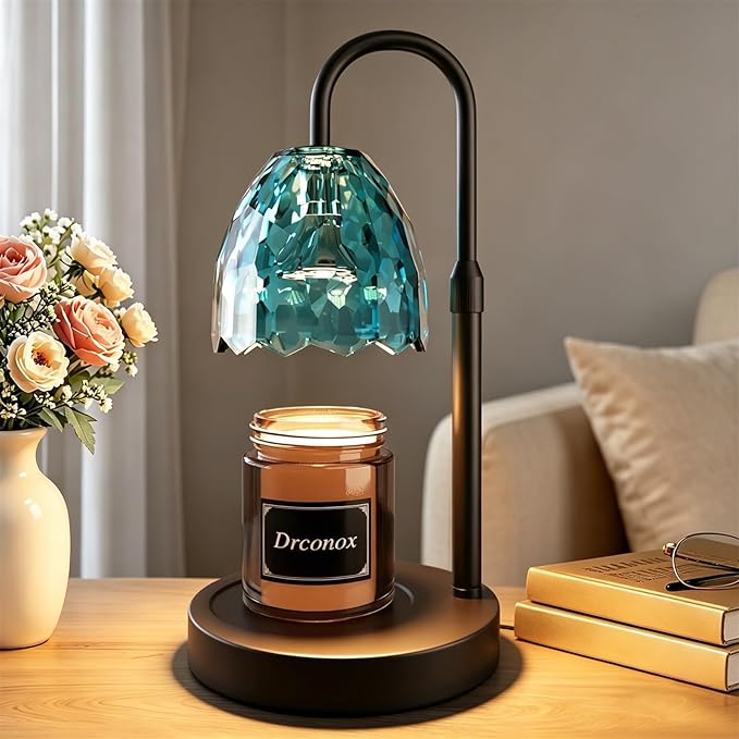 Candle Warmer Lamp with Timer Dimmable, Adjustable Height Wax Melt Warmer for Jar Candles, Birthday Gifts for Women, House Warming Gifts New Home Decor with 2 Bulbs, Blue