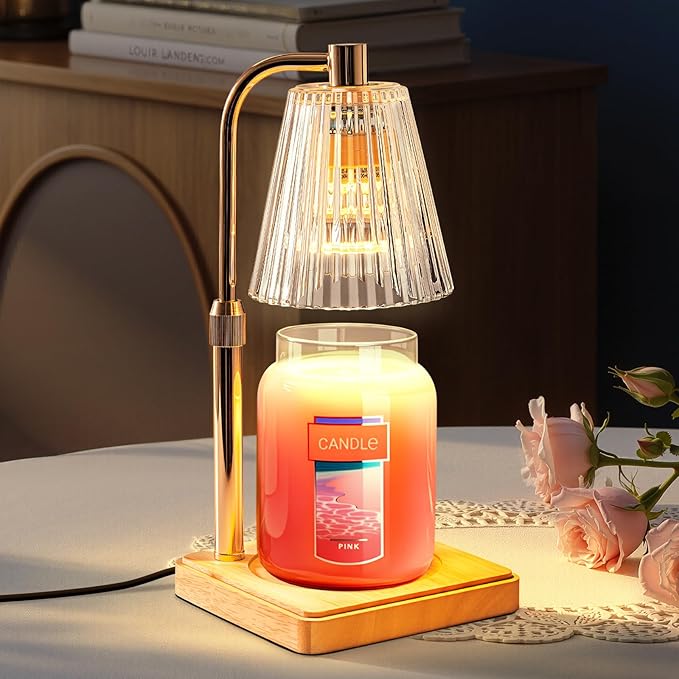 Marycele Candle Warmer Lamp with Timer for Yankee Candles, Adjustable Height Wax Melt Warmer, Birthday Gifts for Mom Women Sister, Vintage Glass Lamp, Christmas Decorations for Home Decor