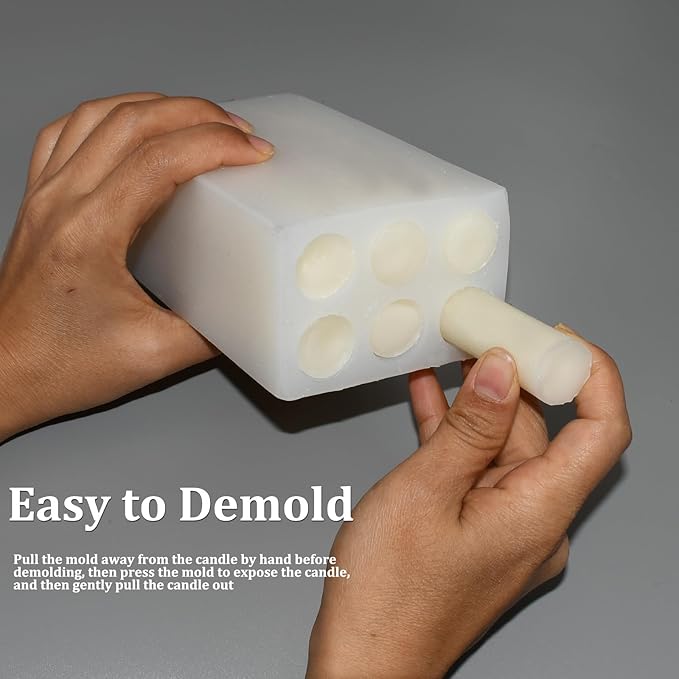 6-Cavity Long Cylinder Mold for Candle Making, 5.5Inch Cylinder Silicone Candle Mold Long Pillar Silicone Mold for Wax Candle Making