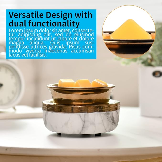 mocosa Ceramic Wax Melt Warmer 3-in-1 Candle Warmer Electric Wax Warmer for Scented Wax Melter Burner for Home,Office, for Mom Women（White）