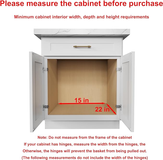 Sikarou Wood Pull Out Cabinet Organizer 2 Tie 14" W x 21" D, Heavy-Duty Sliding Drawers for Inside Cabinets Storage and Organization for Kitchen, Pantry, Bathroom