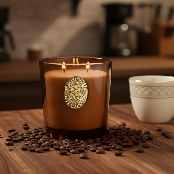 M&SENSE Large Two-Wick Soy Candle | Espresso Hot Fudge & Brown| 19.8 oz, 120H Burn Time | Luxury Scented Candle for Relaxation, Gifting, Home Décor | Ideal for Bedroom, Office, Party Ambiance