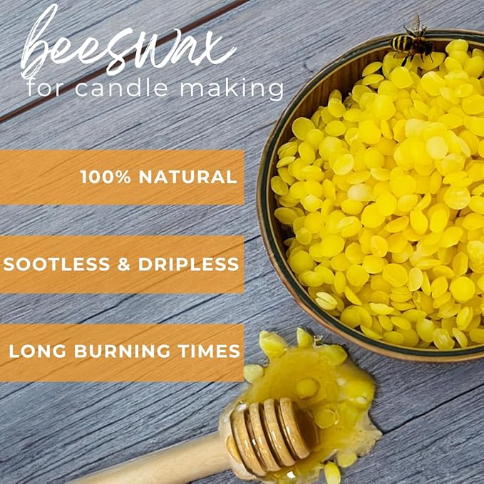 Direct Candle Supply 5lb Yellow Beeswax Pellets, Candle Wax, Bees Wax, Beeswax Pellets Candle Wax for Candle Making, Organic Beeswax, Bees Wax Pellets Melts, 100% Natural Beeswax for Candle Making