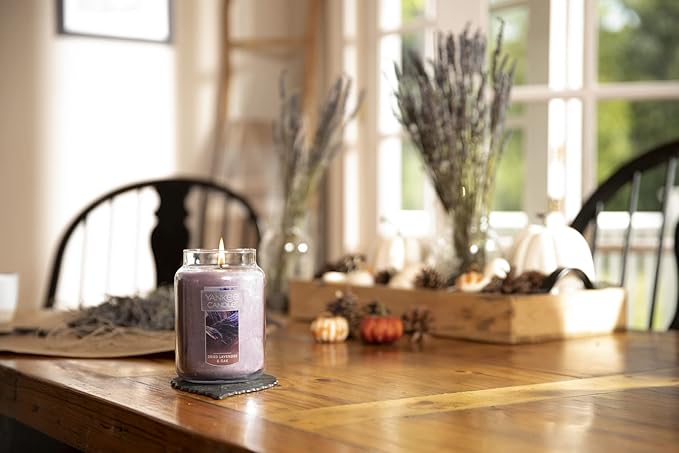 Yankee Candle Dried Lavender & Oak Scented, 22 Oz | Large Jar | Single Wick | 110+ Hours Burn Time | Pack of 2