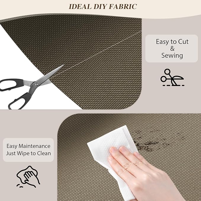 ANMINY 100% Waterproof Outdoor Fabric 3 Yards, 58" W 600D Marine Canvas Fabric with PVC Backing, Ripstop Upholstery Material by The Yard for Furniture Boat Covers Tent Awning, Khaki