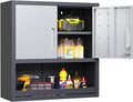 Garage Storage Cabinets Wall Mount, Locking Metal Wall Cabinets with Doors and Adjustable Shelves, Floating Hanging Storage Cabinet for Garage, Basement, Warehouse