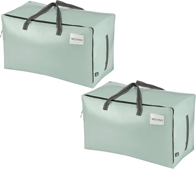 VENO 2 Pack Extra Large Heavy Duty Moving Bags with Wide Opening & Reinforced Handles, Reusable Storage Tote Bags with Strong Zippers for Clothes, College Dorm Essentials & Moving Supplies
