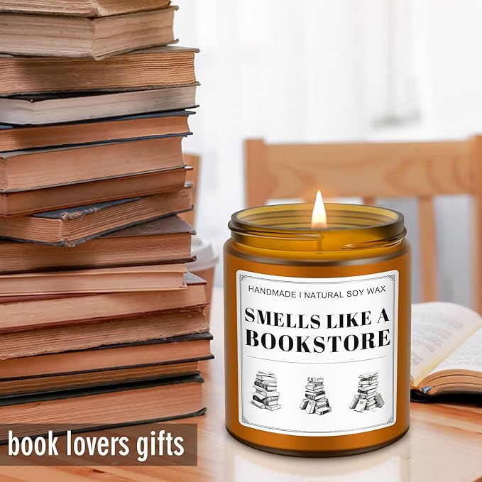 Book Lovers Candle Gifts, Funny Gift Ideas for Book Lovers, Birthday Bookish Presents for Readers Librarian Bookworms -Old Book Candles (7Oz)