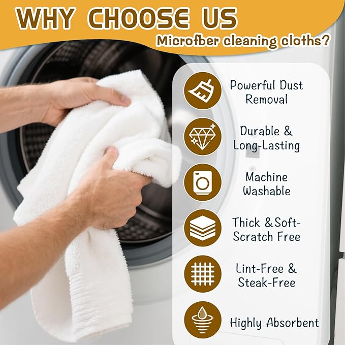 4 Pcs Extra Large Microfiber Cleaning Cloth, 30"x20" Washable Reusable Floor Cloth for Squeegee Mop House Floor Kitchen Car Window Highly Absorbent, Lint and Streak Free (White)