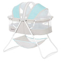Dream On Me Karley Bassinet, Award Winner Lightweight Travel Baby Bassinet, Foldable Bedside Sleeper, Adjustable Double Canopy, Spacious Design, Soft Fabric, Storage Basket – Blue and Grey