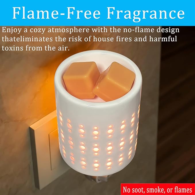 Plug in Wax Warmer for Scented Wax melt Warmer scentsy Plug in Wax melt Warmer Electric Candle Warmer Home Decor Gifts for Women(White Porcelain Small dots)