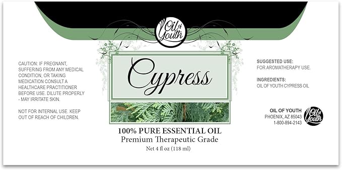 Oil of Youth Cypress Essential Oil 4 oz – Therapeutic Grade Aromatherapy Oil