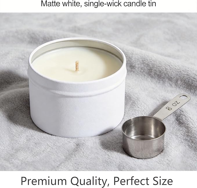 Aroparc Candle Tins 8oz, 24 Piece Bulk Containers for Candle Making Supplies Candle Jars with Concave Lids - White