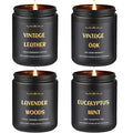 Scented Candles for Men, 4 Pack Mens Candle Set, Soy Candles for Home Scented, Masculine Candle Gifts for Him, 28oz, 200 Hours Burning Time Aromatherapy Candles of Lavender/Eucalyptus/Leather/Oak