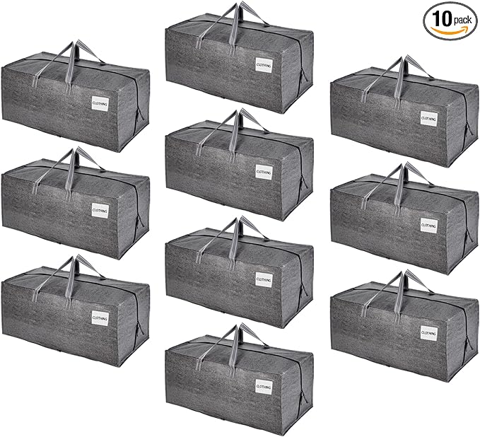 VENO 10 Pack Heavy Duty Moving Bags with Backpack Straps, Zippers & Handles, Extra Large Packing Bags for College Dorm Essentials, Moving Supplies Alternative to Cardboard Moving Boxes