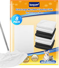 KEEPOW 8PCS Extra Large Microfiber Cleaning Cloth 30" x 20" Washable Reusable Microfiber Towel Streak Free Lint Free Cloth for Cleaning Home Glass Office Kitchen Car Window Bathrooms (White & Black)