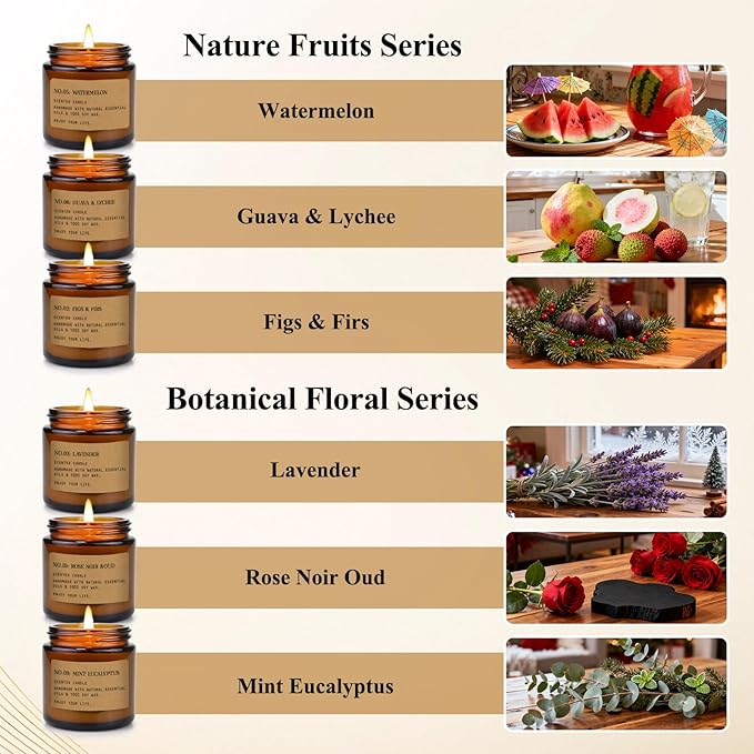 12 Pack Aromatherapy Candles for Home Scented, Aromatherapy Jar Candle Gifts for Women, Natural Soy Wax Amber Candle Set, Scented Candles Set for Birthday Day Present