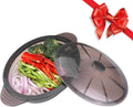 Microwave Steamer Cooker Collapsible Bowl Silicone Baked Potato Cookware with Handle Lid for Vegetables Fish Prep Meal Food with Removable Rack BPA Free Easy to Store Freezer Dishwasher Safe Black