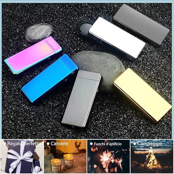 YOZWOO Electric Lighter Rechargeable, High Power Flame Arc Lighter, USB Lighters with LED Battery Indicator, Windproof Electronic Lighters for Candle Camping with Gift Box (Frosted Black)