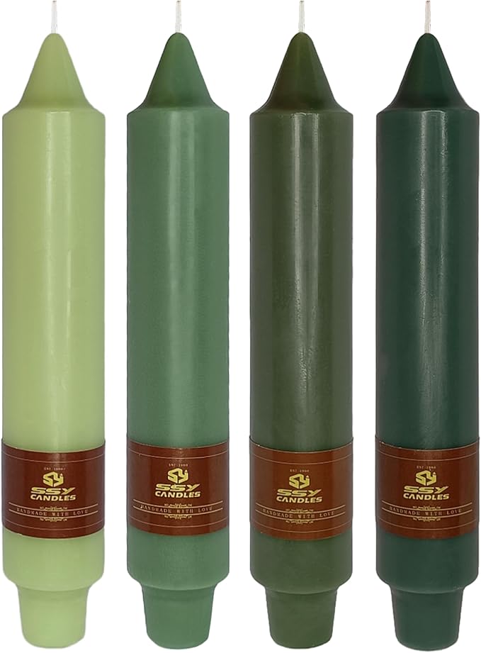 Gradient Green Taper Candles Stick 7 inch High Tapered Candle - Set of 4 Short Candlesticks Unscented Tapered Candlesticks for Home Decoration Holiday Wedding Party
