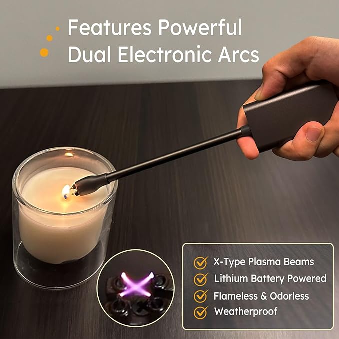 Windproof Electric Candle Lighter USB-C Rechargeable Lighter with Double Arc for Candles, Cooking, Stoves, Camping - GP2