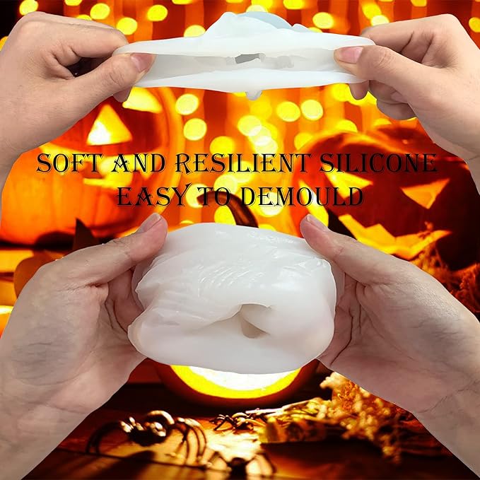 3D Skull Candle Mold Column Halloween Silicone Resin Mold for Aromatherapy Candles Resin Casting Homemade Wax Making Polymer Clay DIY Craft