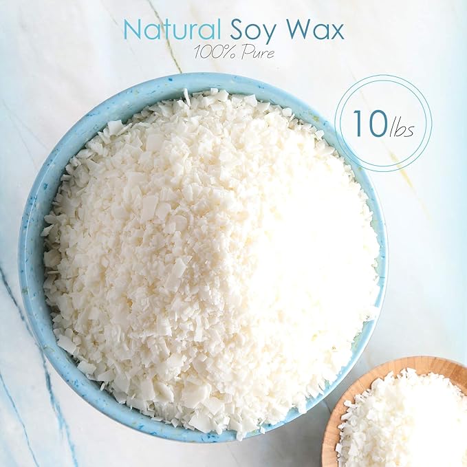 Hearth & Harbor Natural Soy Wax and DIY Candle Making Supplies - 10 Lbs. Soy Candle Wax Flakes, Candle Tin Cans with Lid 48 Pack - 4 oz., 100 Cotton Wicks, and 2 Metal Centering Device
