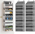 SpaceAid 2 Pack Over The Door Organizer with 5 Large Pockets and 10 Mesh Side Pockets, 5 Layers Door Organizer Hanging with Clear Window for Bedroom, Bathroom, Pantry and Nursery, Gray