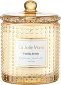 LA JOLIE MUSE Vanilla Bomb Candle –Vanilla, Lemon Zest & Patchouli | 10 oz Natural Soy Wax | 55 Hours Clean Burn | Gift-Ready for Hosts, Gatherings | Elegant Home Décor