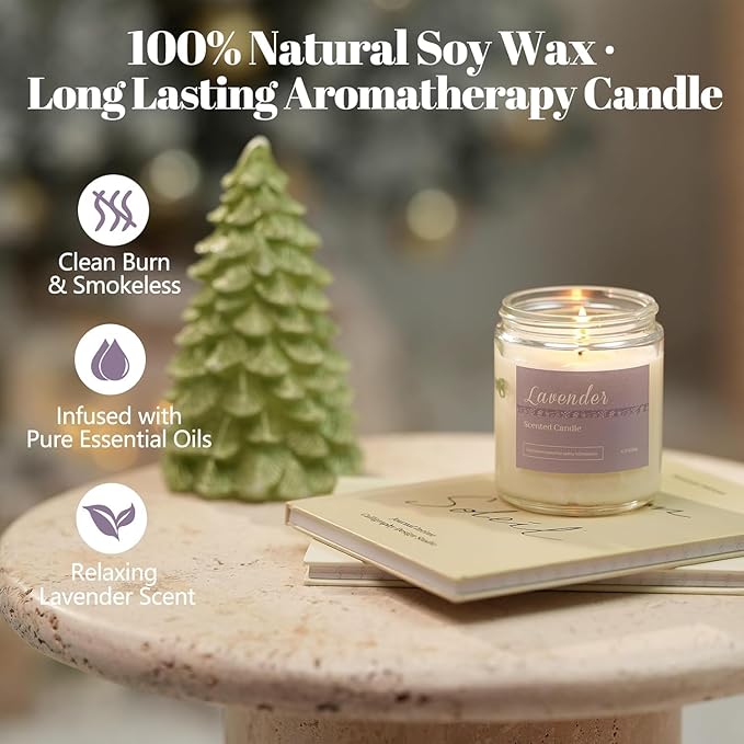 6 Pack Scented Candles Gift Set, Long Lasting Aromatherapy Candles for Home, 37.8 oz 300 Hour Burn, Lavender Jasmine Vanilla Sage Sandalwood Rose Eucalyptus Mint, Gifts for Women